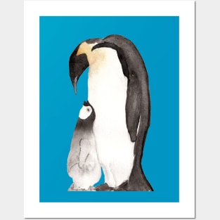 Fathers day gift for father penguin with baby penguin Posters and Art